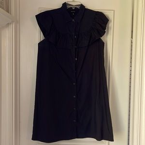 Black Sleeveless Cotton Dress with Ruffle